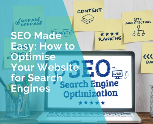 Laptop with SEO Search Engine Optimization graphic