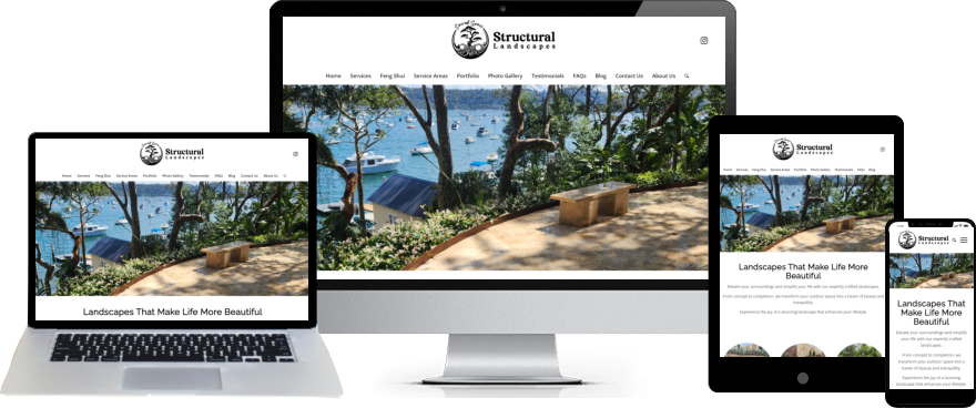 Small business website design example - Sacred Space Structural Landscapes.