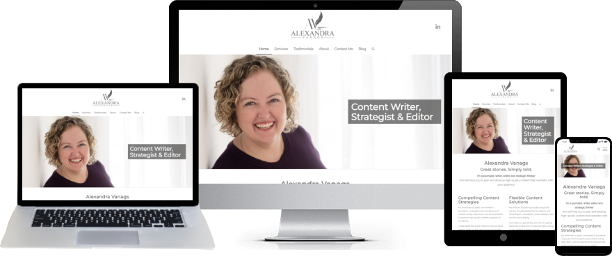 Alexandra Vanags - Content Writer Website Design