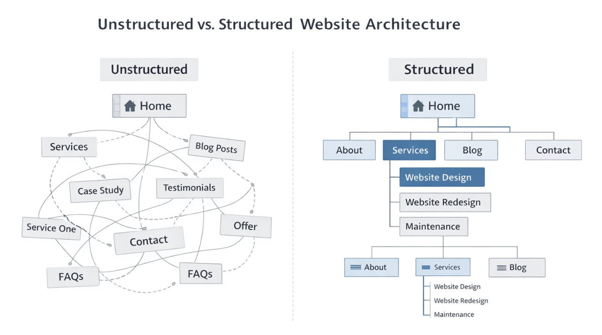 Unstructured vs structured website