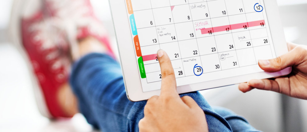 Agenda showing on a digital tablet