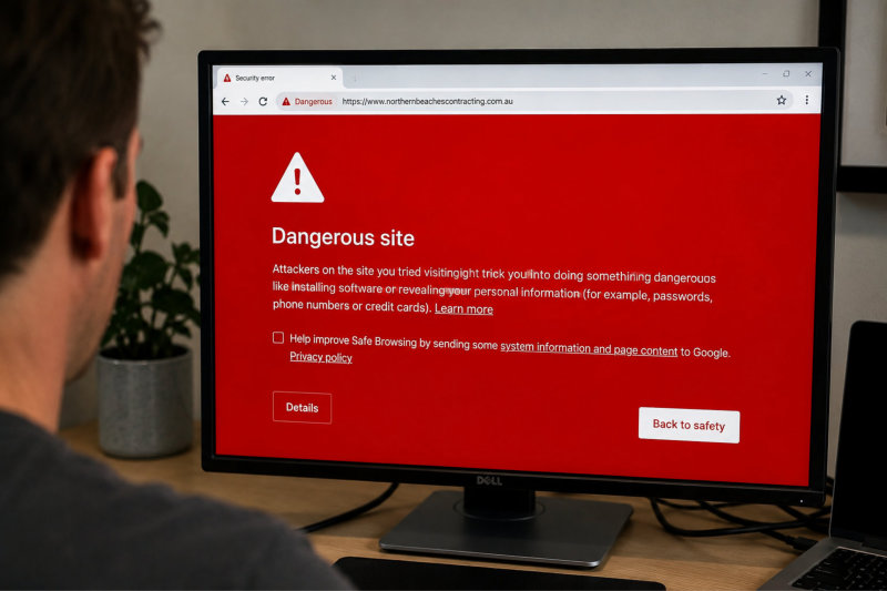 Dangeous website Google Warning - Website security and maintenance