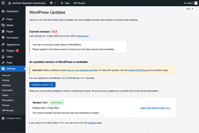 Outdated WordPress